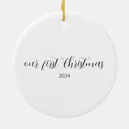 Onze eerste kerstbruiloft foto keramisch ornament (Achterkant)