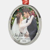Onze eerste kerstbruiloft foto metalen ornament (Links)