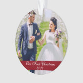 Onze eerste kerstbruiloft foto ornament (voorkant)