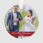 Onze eerste kerstbruiloft foto ornament (voorkant)