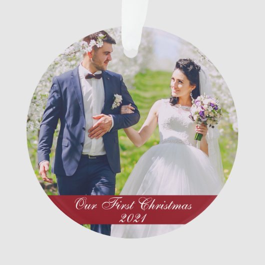 Onze eerste kerstbruiloft foto ornament (voorkant)