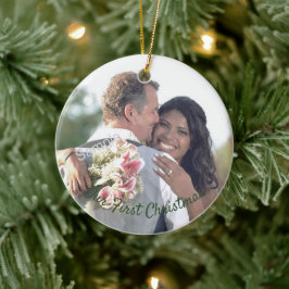 Onze eerste kerstbruiloft fotoversiering keramisch ornament