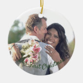 Onze eerste kerstbruiloft fotoversiering keramisch ornament (Voorkant)