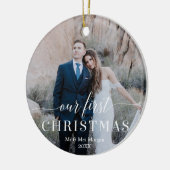 Onze eerste kerstbruiloft fotoversiering keramisch ornament (Links)