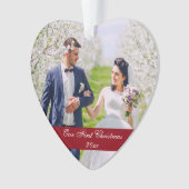 Onze eerste kerstbruiloft hartversiering ornament (voorkant)