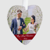 Onze eerste kerstbruiloft hartversiering ornament (voorkant)