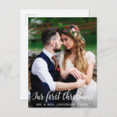 Onze eerste kerstbruiloft-paarfoto briefkaart (Voorkant / Achterkant)