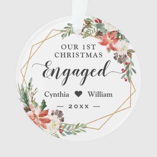 Onze eerste kerstcadeaufoto Geometric Floral Ornament (voorkant)