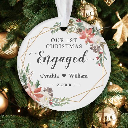 Onze eerste kerstcadeaufoto Geometric Floral Ornament