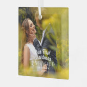 Onze eerste kerstcadeaufoto glas ornament (Voorkant links)