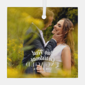 Onze eerste kerstcadeaufoto glas ornament (Achterkant)