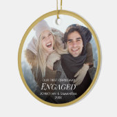 Onze eerste kerstcadeaufoto Gold Keramisch Ornament (Links)