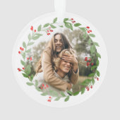 Onze eerste kerstcadeaufoto met aangepast ontwerp ornament (achterkant)