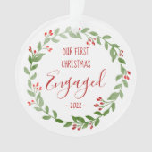 Onze eerste kerstcadeaufoto met aangepast ontwerp ornament (voorkant)