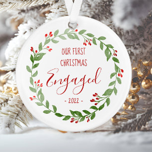 Onze eerste kerstcadeaufoto met aangepast ontwerp ornament