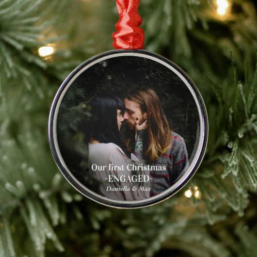 Onze eerste kerstcadeaufoto metalen ornament (Boom)