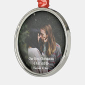 Onze eerste kerstcadeaufoto metalen ornament (Links)