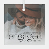 Onze eerste kerstcadeaufoto op maat glas ornament (Voorkant)