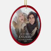 Onze eerste kerstcadeaufoto rood keramisch ornament (Rechts)