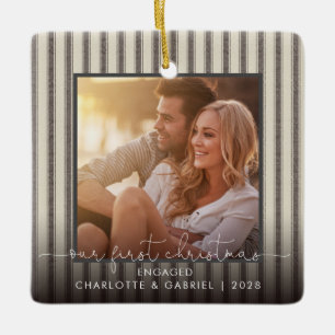 Onze eerste kerstcadeaufoto van Modern Farmhouse Keramisch Ornament