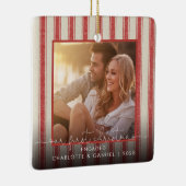 Onze eerste kerstcadeaufoto van Modern Farmhouse Keramisch Ornament (Rechts)