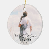 Onze eerste kerstcadeaufoto voor zwart script keramisch ornament (Links)