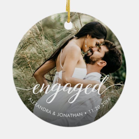 Onze eerste kerstcadeaufotonamen keramisch ornament (Achterkant)