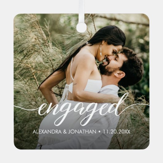 Onze eerste kerstcadeaufotonamen metalen ornament (Voorkant)