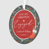 Onze eerste kerstcadeautje met Floral Wreatfoto Ornament (voorkant)