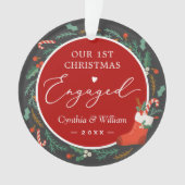 Onze eerste kerstcadeautje met Floral Wreatfoto Ornament (voorkant)