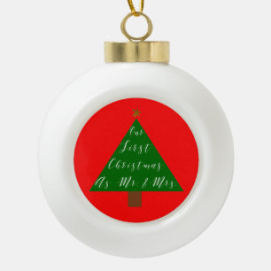 Onze eerste kerstcadeautjes voor Pas getrouwd Keramische Bal Ornament
