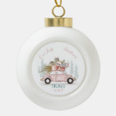 Onze eerste kerstcadeauwagen met Waterverf Keramische Bal Ornament (Voorkant)