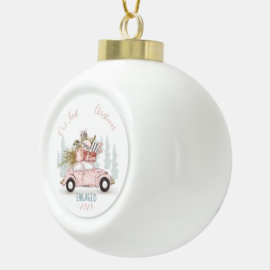Onze eerste kerstcadeauwagen met Waterverf Keramische Bal Ornament (Rechts)