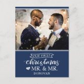 Onze eerste kerstdag als Mr. & Mr. Newlyweds Holid Feestdagenkaart (Voorkant)