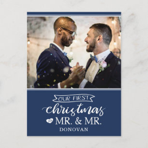 Onze eerste kerstdag als Mr. & Mr. Newlyweds Holid Feestdagenkaart