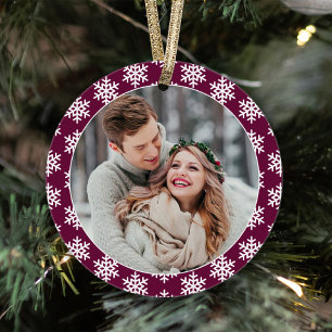 Onze Eerste Kerstdag Bourgondië Sneeuwvlok Foto Ornament