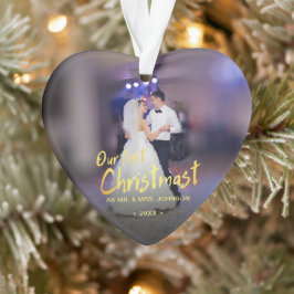 Onze Eerste Kerstdag Foto Huwelijk Ornament
