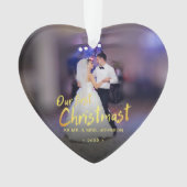 Onze Eerste Kerstdag Foto Huwelijk Ornament (voorkant)
