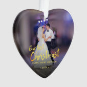 Onze Eerste Kerstdag Foto Huwelijk Ornament (voorkant)