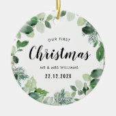 onze eerste kerstdag , groenery wesp keramisch ornament (Voorkant)
