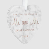 Onze eerste kerstdag moderne marmer Roos Gold Gay Ornament (voorkant)