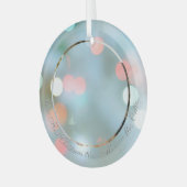 Onze eerste kerstdag Namen Datum Foto grijze tekst Glas Ornament (Voorkant links)