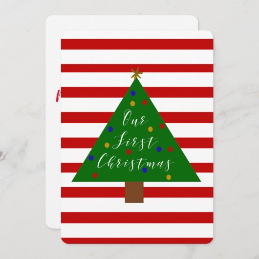 Onze eerste Kerstdag Rood en Witte Kaart (Voorkant / Achterkant)