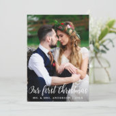Onze Eerste Kerstdag Trouwfoto Kaart (Staand voorkant)