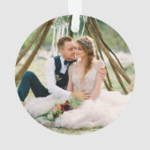 Onze eerste kersteucalyptus laat gouden FOTO achte Ornament (achterkant)