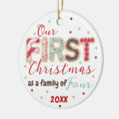 Onze eerste kerstfamilie van 4 jaar Baby's First Keramisch Ornament (Links)
