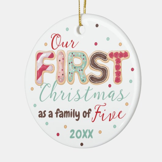 Onze eerste kerstfamilie van 5 jaar Baby's First Keramisch Ornament (Links)