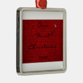 Onze eerste kerstfeest in 2010 metalen ornament (Rechts)