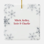 Onze eerste kerstfeest samen Foto rood Keramisch Ornament (Achterkant)