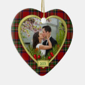 Onze eerste kerstfeest samen met Tartan Foto's Keramisch Ornament (Rechts)